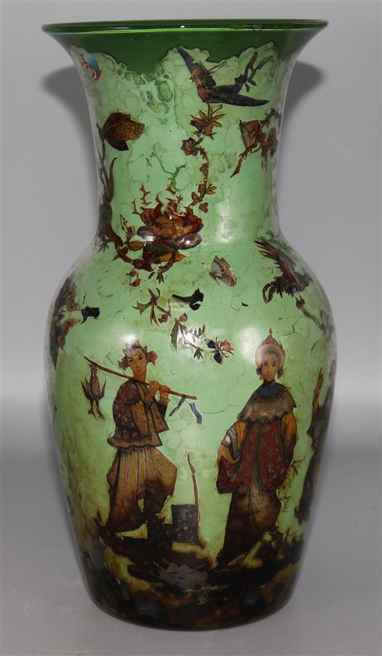 A Victorian decalomania decorated vase, losses